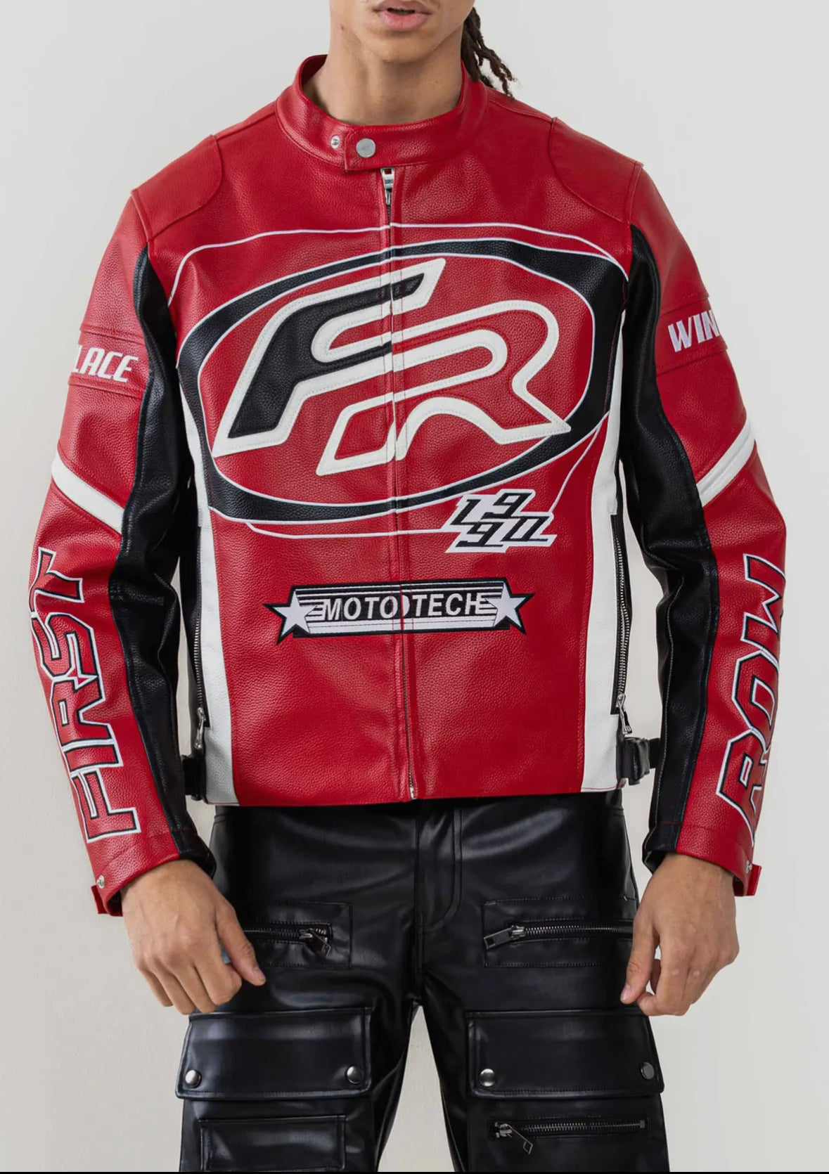 FIRST ROW: RED LEATHER RACING JACKET