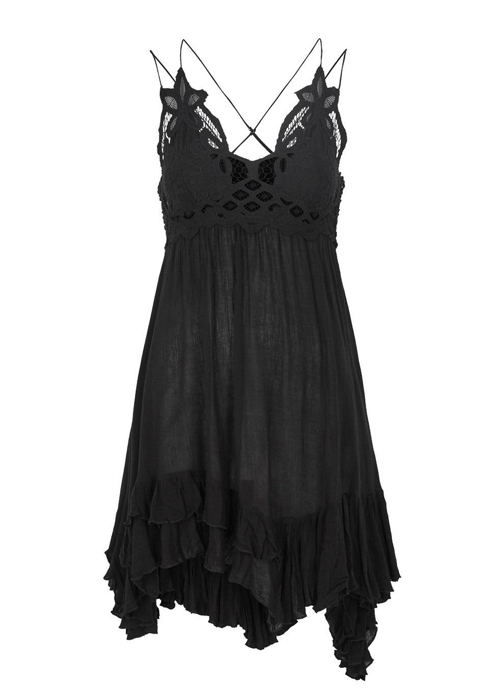 Store NWT Free People Adella Lace Slip Dress, Black