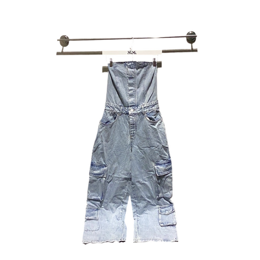 SIGNATURE 8: SLEEVELESS DENIM CARGO ROMPER