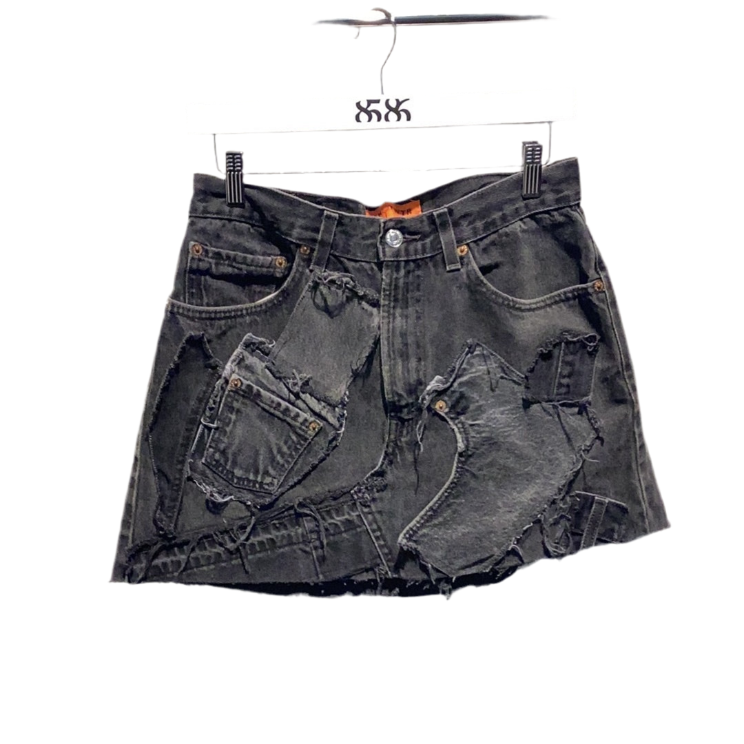 KNOTWTR: PATCHWORK DENIM SKIRT