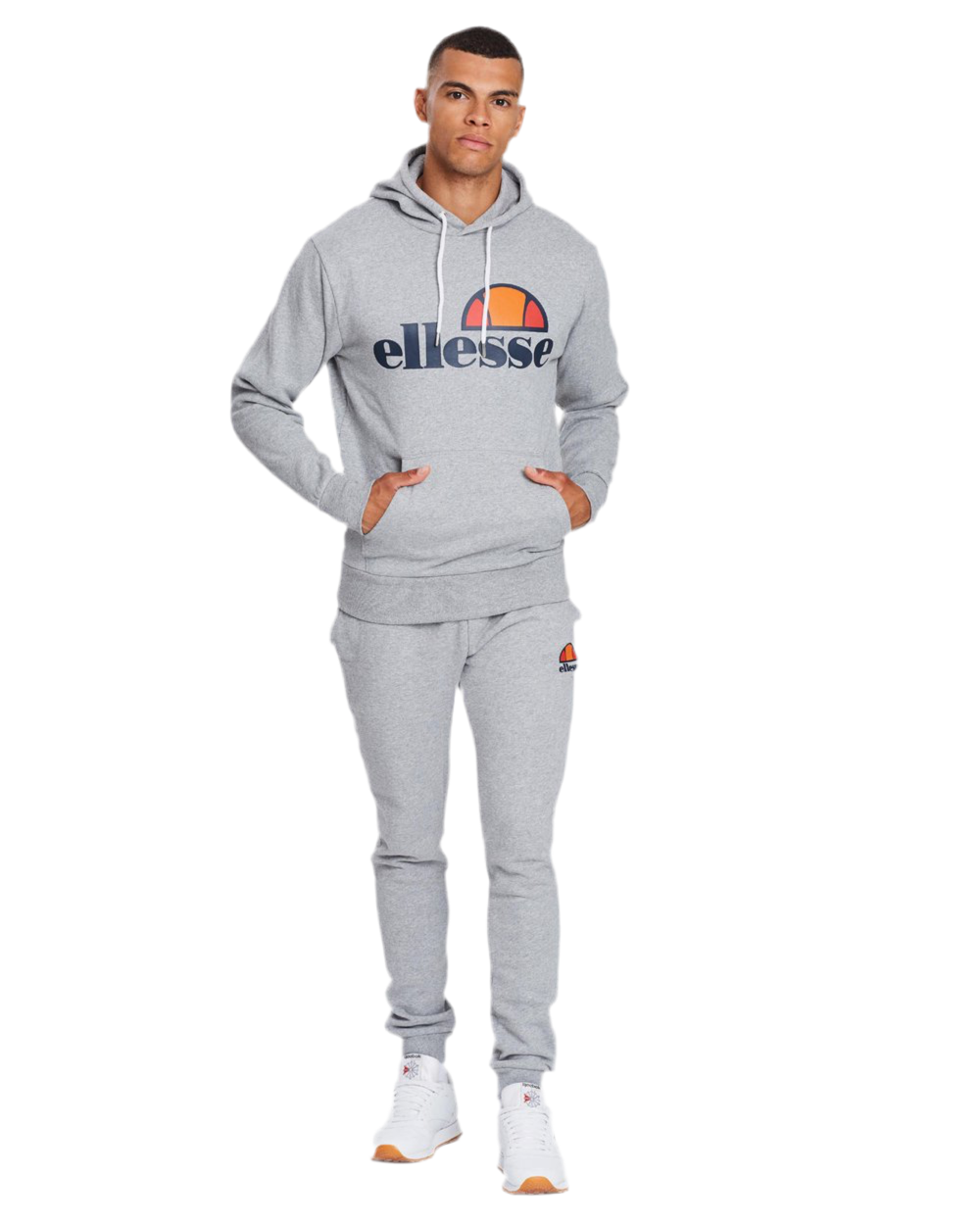 ELLESSE: HEATHER GRAY LOGO PULLOVER HOODIE