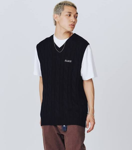 XLARGE: CABLE KNIT SLEEVELESS VEST