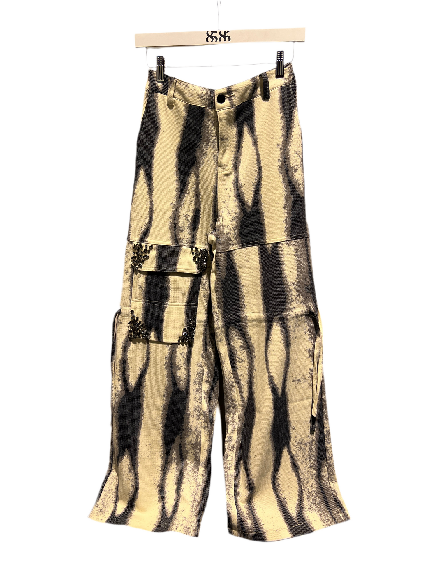 BALBOA:  TIE DYE CARGO PANTS W/ RHINESTONES