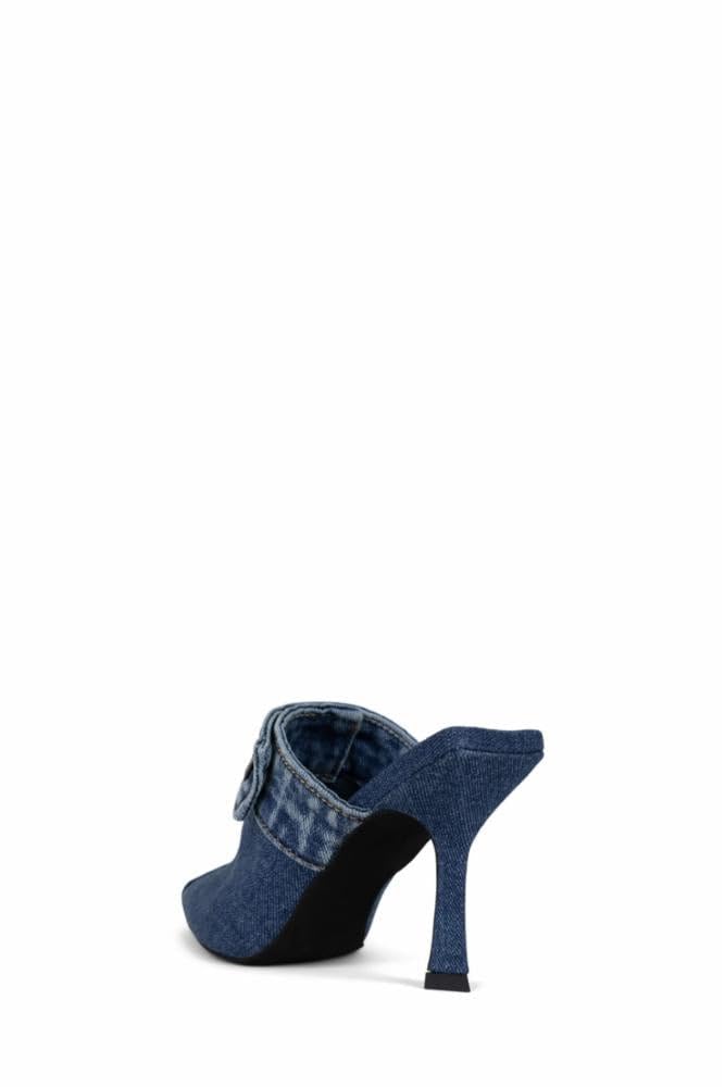 JEFFREY CAMPBELL: BLUE DENIM HEELS (back view)