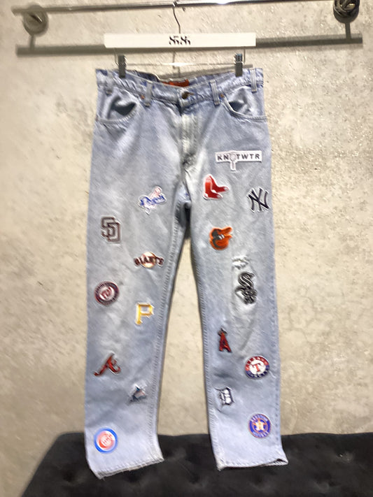 KNOTWTR MLB DENIM JEANS (front view)