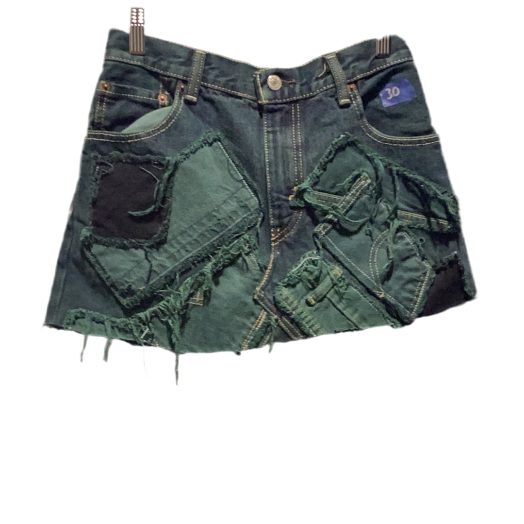 KNOTWTR: PATCHWORK DENIM SKIRT