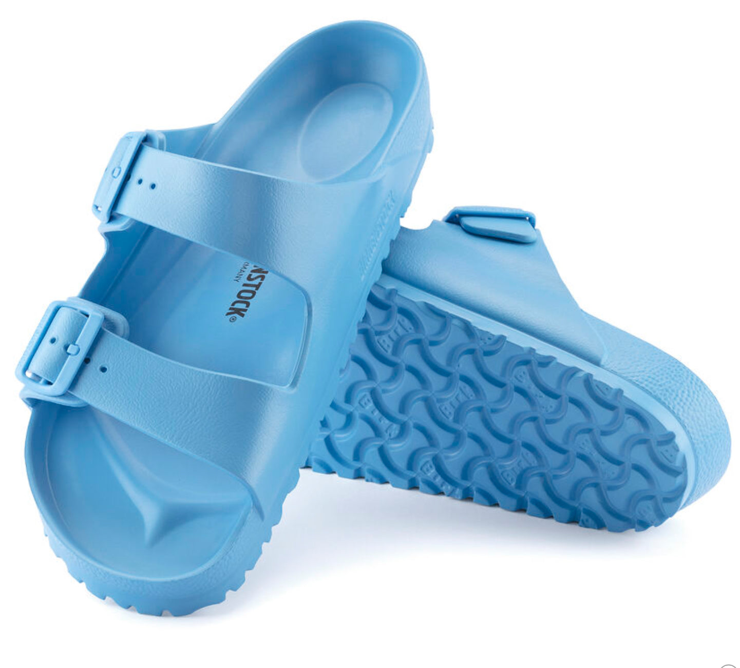 BIRKENSTOCK: ARIZONA EVA SKY BLUE .(up close view)