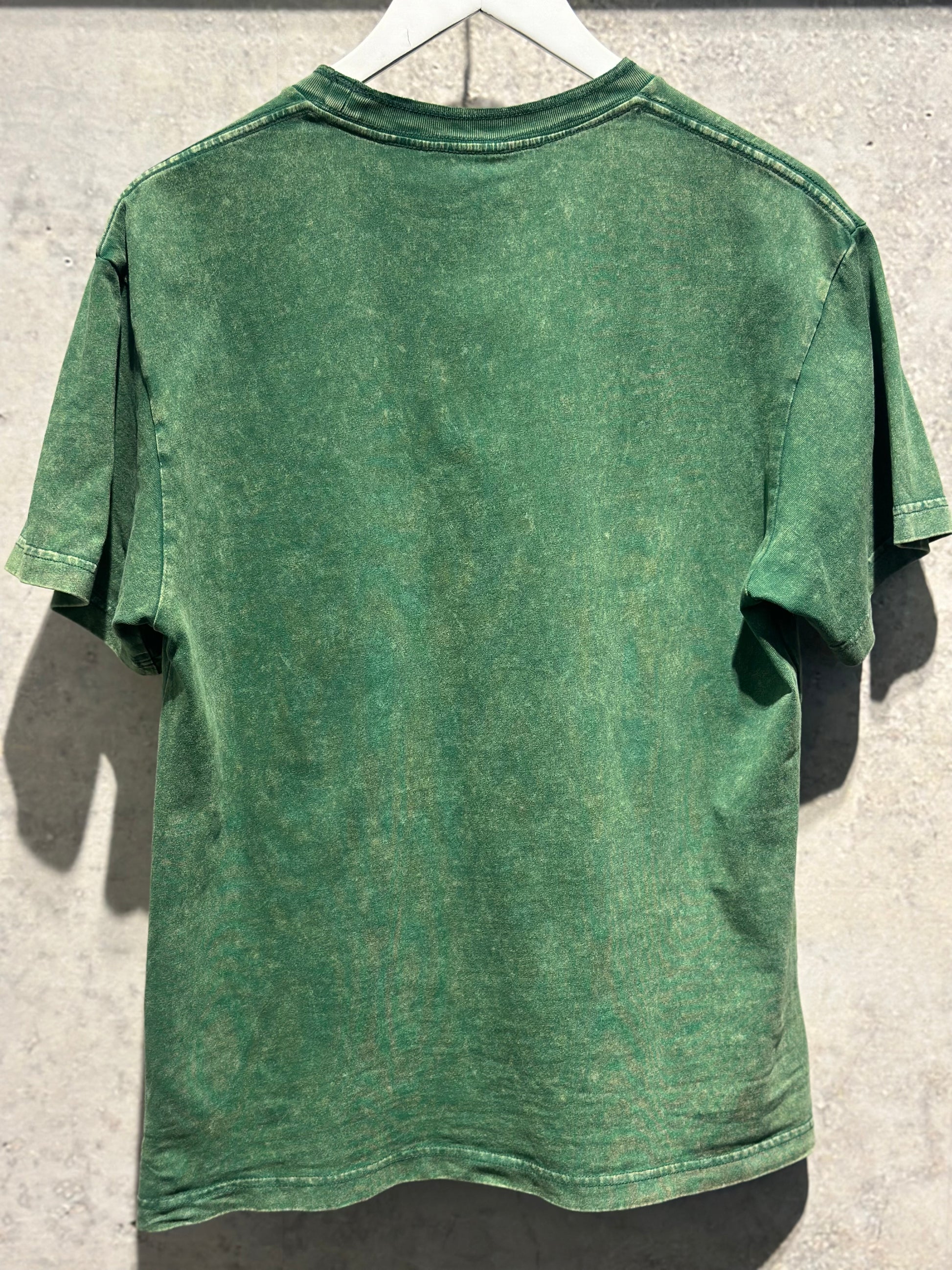 ALPHA STYLE RILEY SNOW WASH TEE IN GREEN (back view)