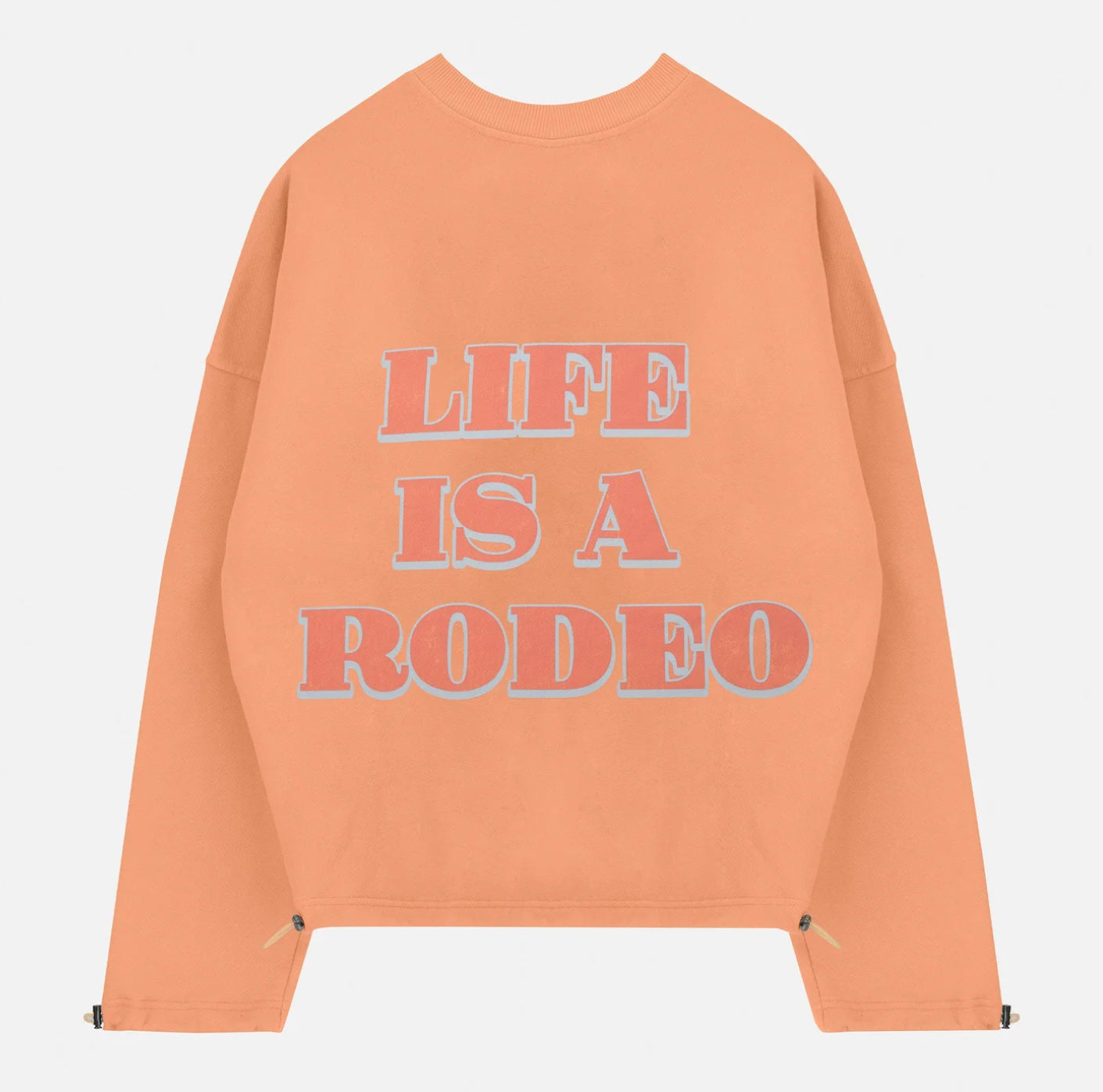 UNDERGOLD: LIFE IS A RODEO CREWNECK (front view flat lay)