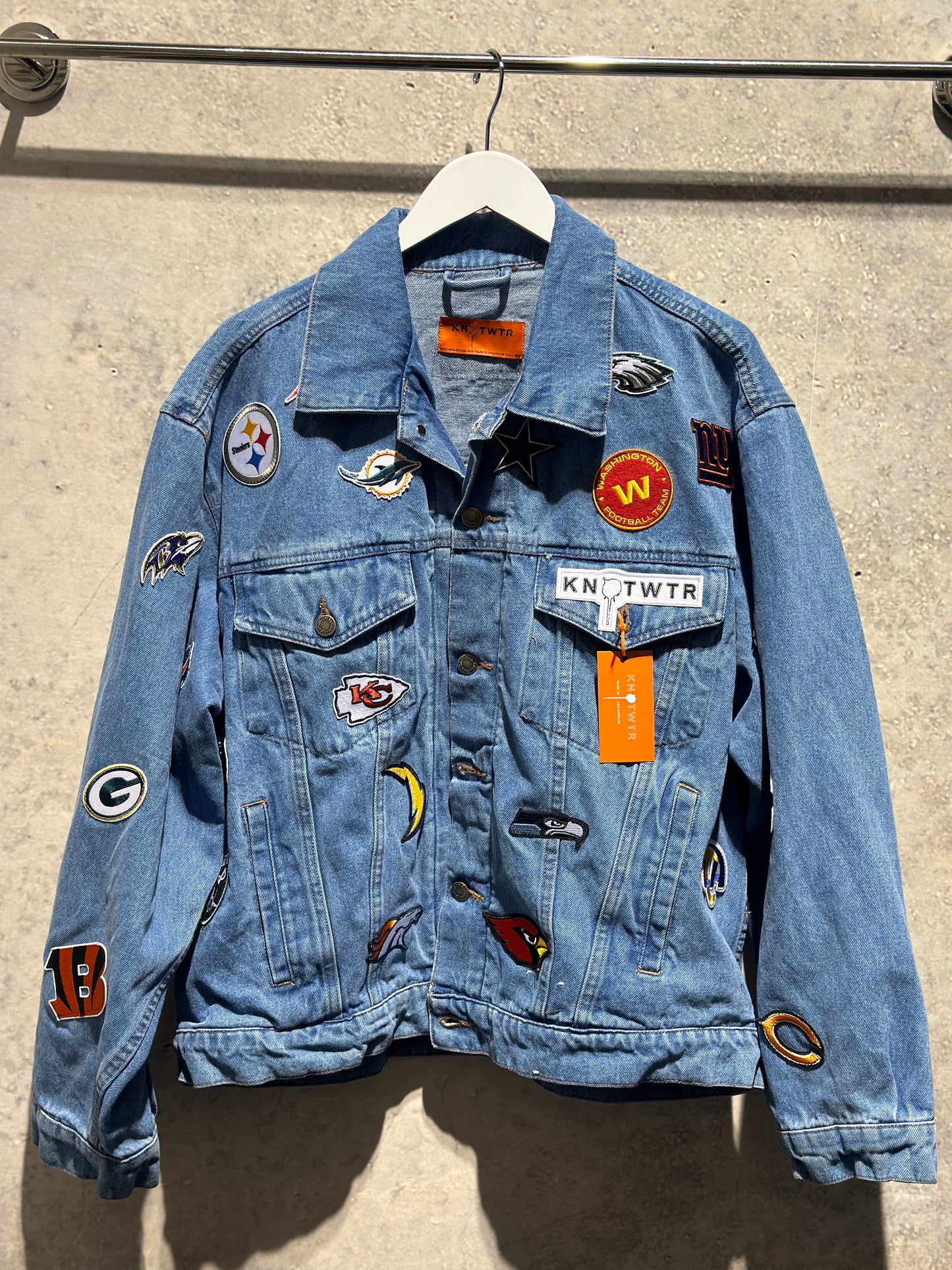 KNOTWTR SPORTS DENIM JACKET NFL (front view)