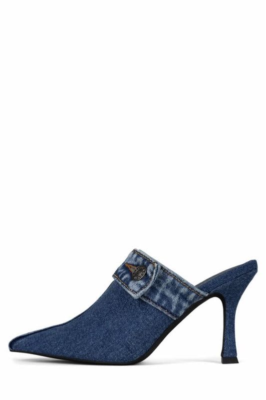  JEFFREY CAMPBELL: BLUE DENIM HEELS (side)