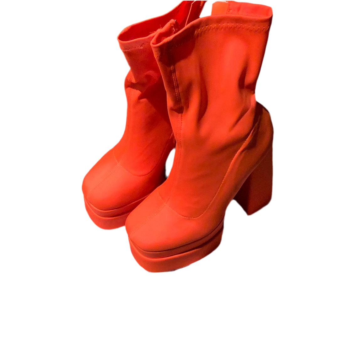 BOHO: ORANGE PLATFORM BOOTS