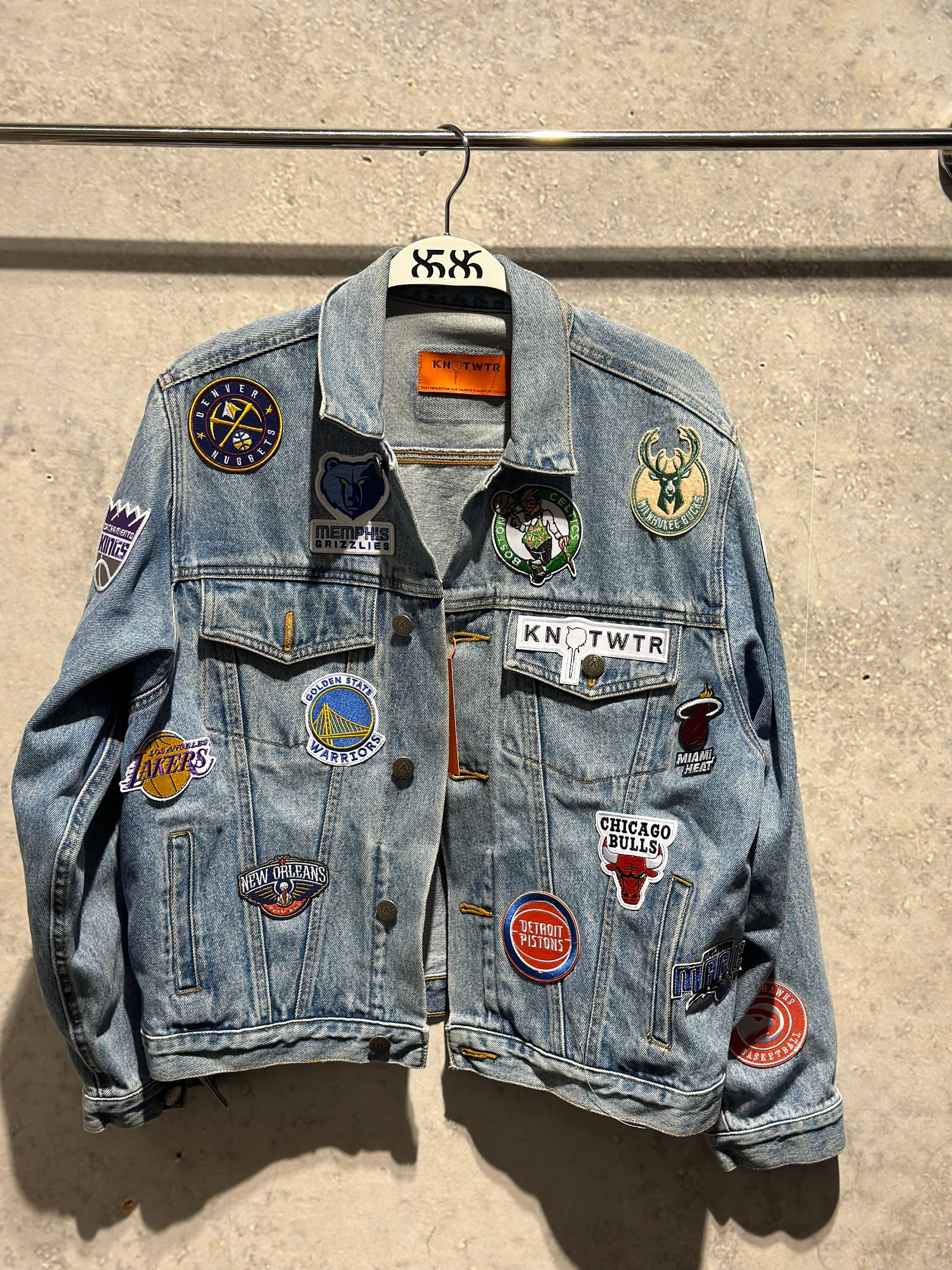 KNOTWTR SPORTS DENIM JACKET NBA (front view)