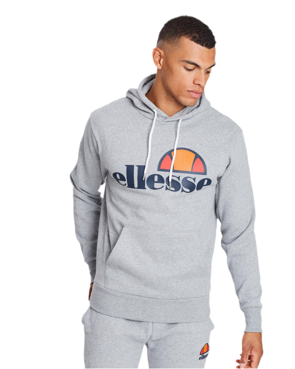 ELLESSE: HEATHER GRAY LOGO PULLOVER HOODIE