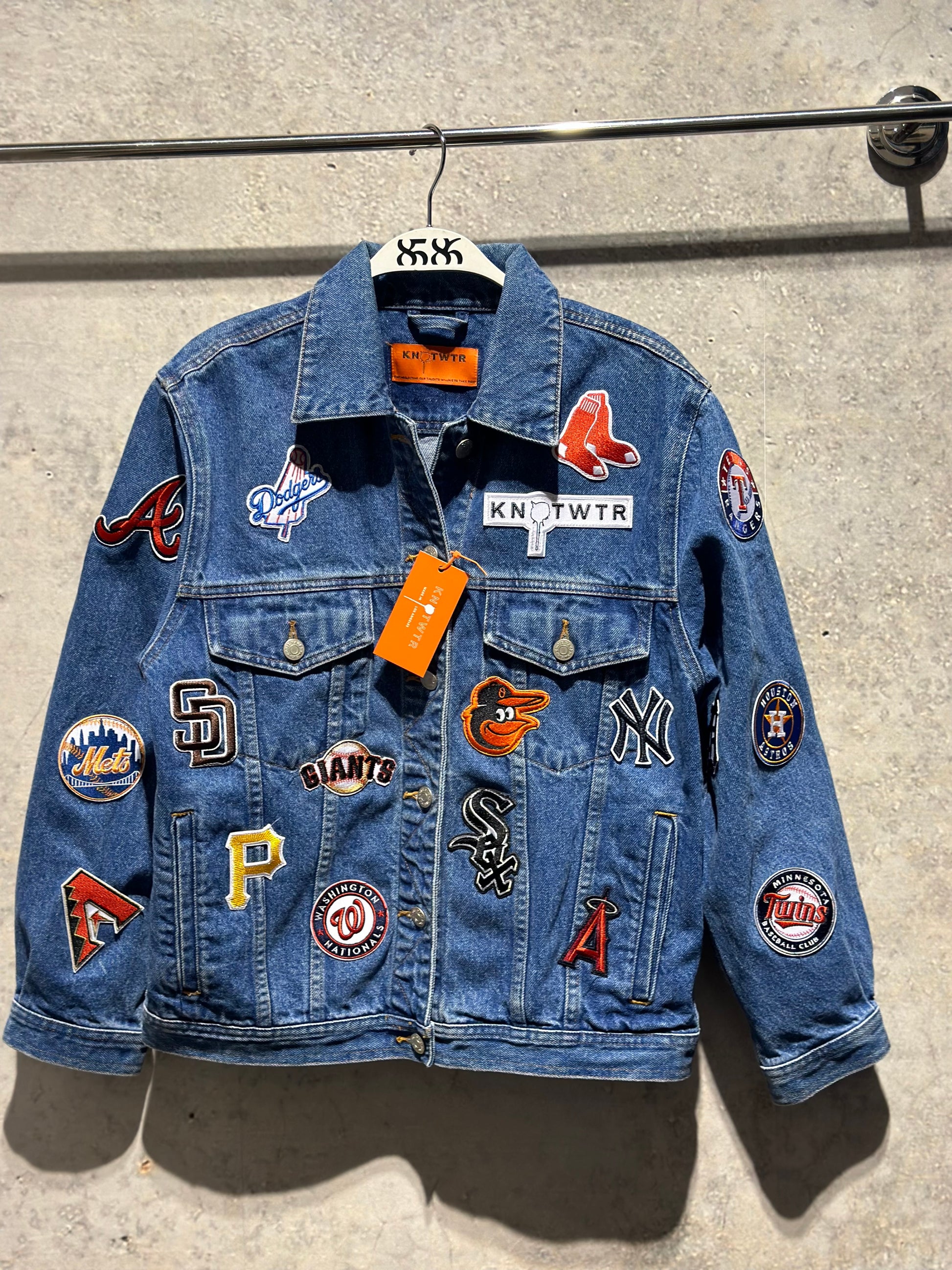 KNOTWTR SPORTS DENIM JACKET MLB (front view)