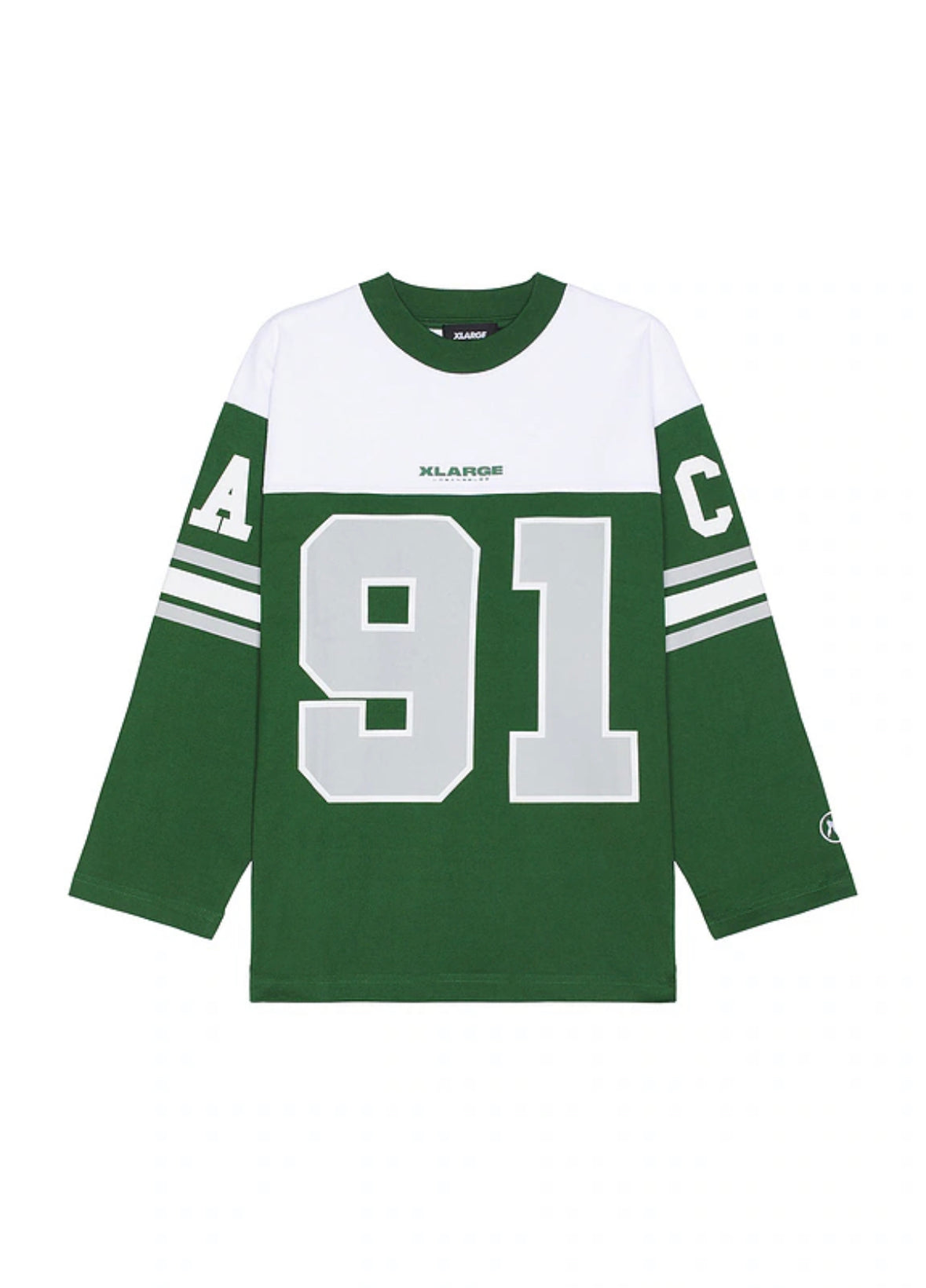 XLARGE: LONG SLEEVE FOOTBALL JERSEY TEE (front view)