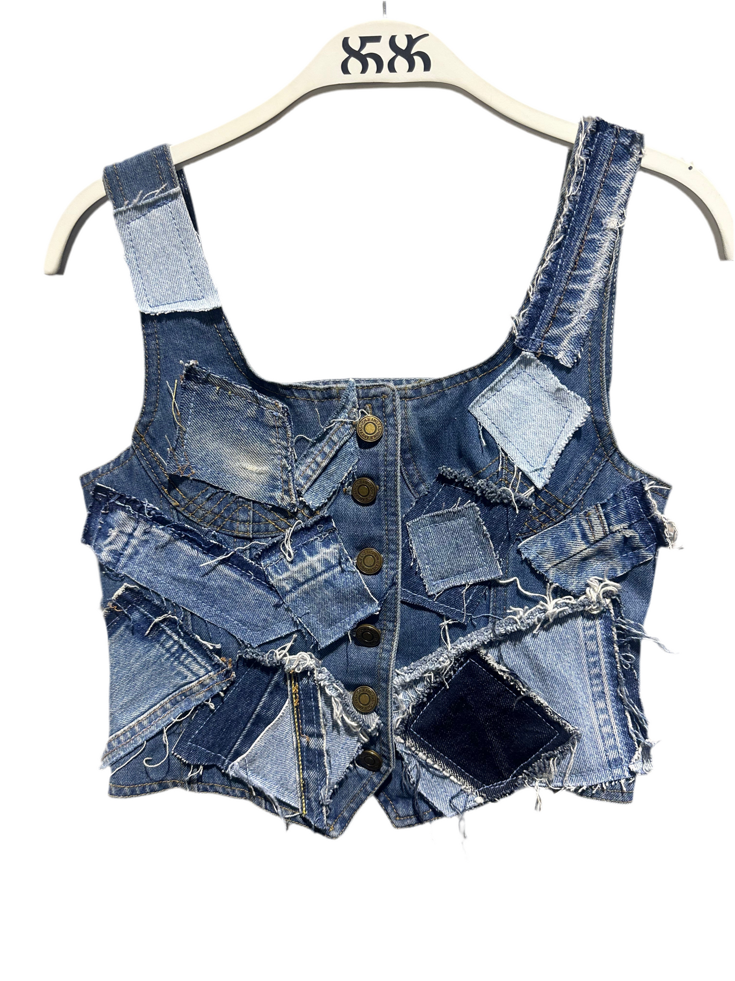 KNOTWTR: PATCHWORK CORSET TOP