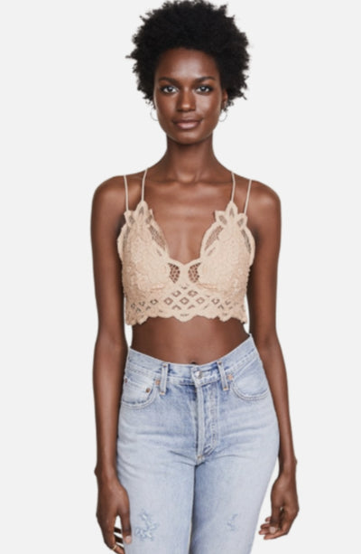 Free People, Tops, Intimately Free People Lace Cami Size Small Light Pink  Longline Bralette Top