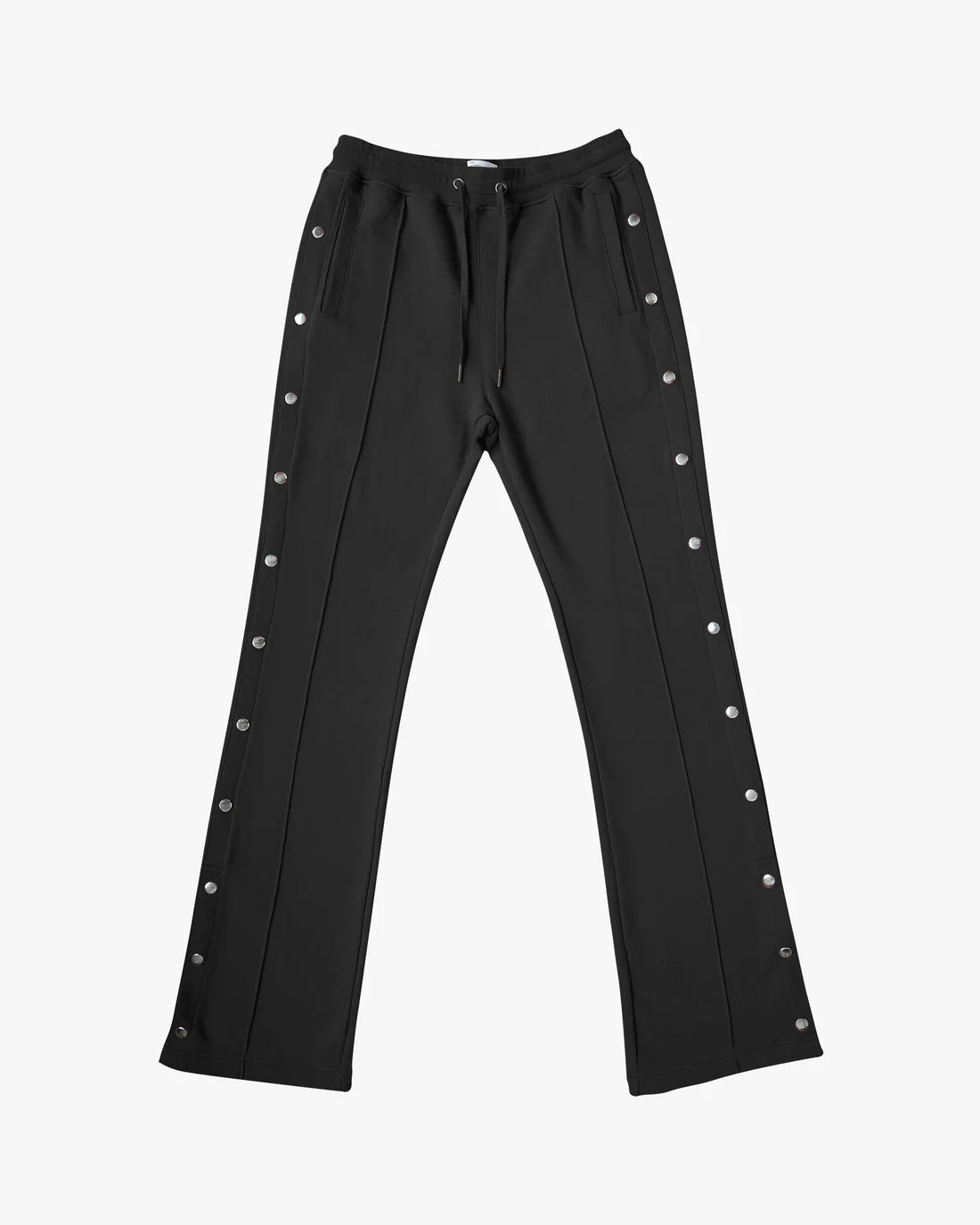 EPTM: FRENCH TERRY SNAP FLARED PANTS BLACK(flat lay view)