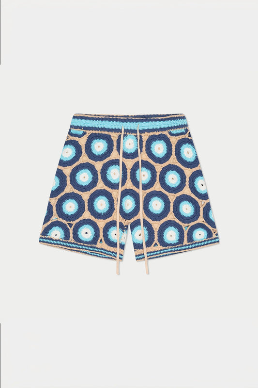 MARVANS: EVIL EYE SHORTS (front flat lay view)