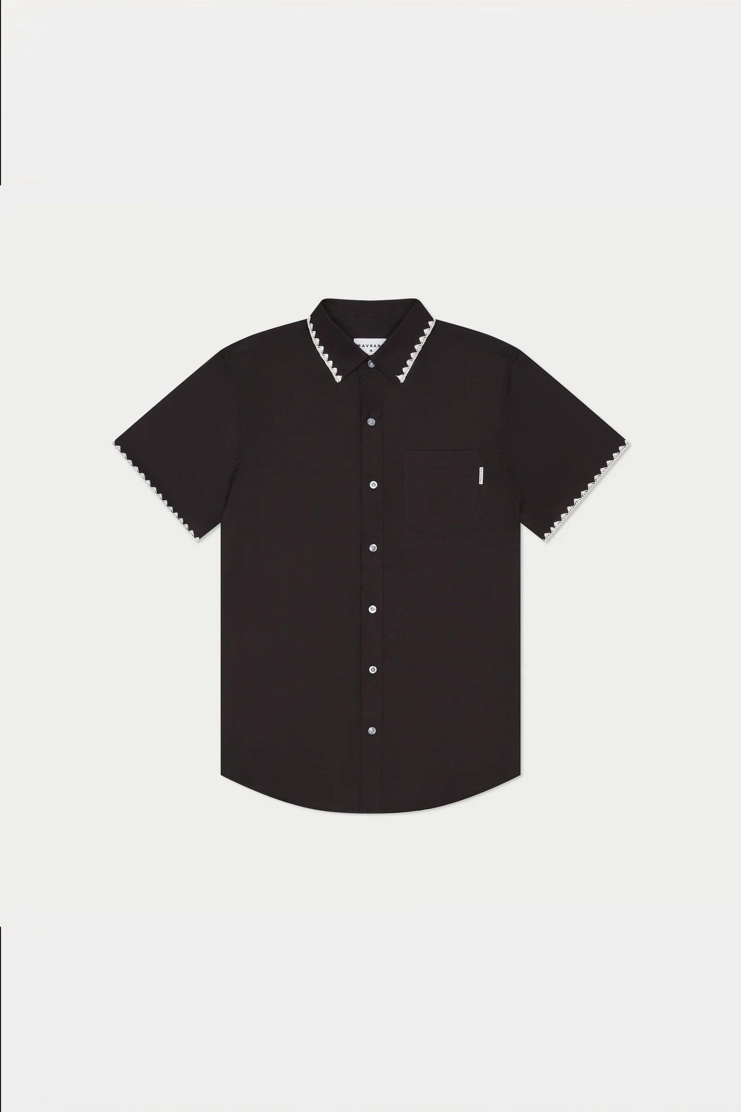 MARVANS: BLACK STICH WEEKEND SHIRT (flat lay top - front view)