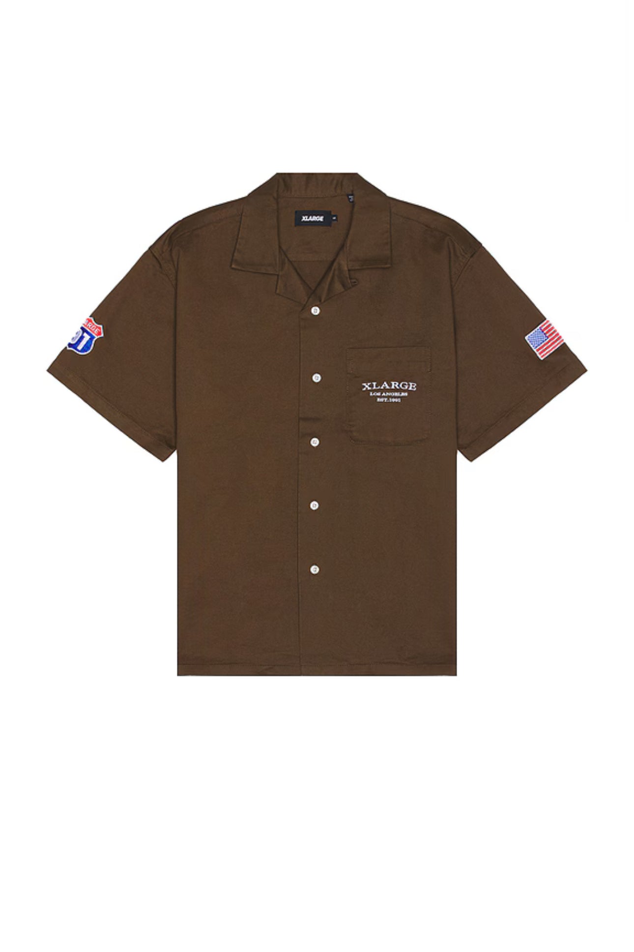 XLARGE: OLD PICK UP TRUCK WORKWEAR SHIRT BROWN (flat lay view front)