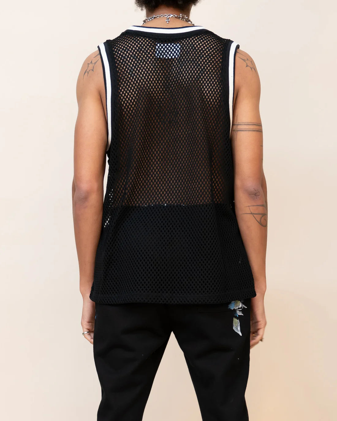 EPTM: CROCHET TANK BLACK (back view on model)