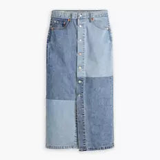  LEVIS: PATCH DENIM MIDI SKIRT (front view)