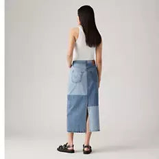  LEVIS: PATCH DENIM MIDI SKIRT (back view)