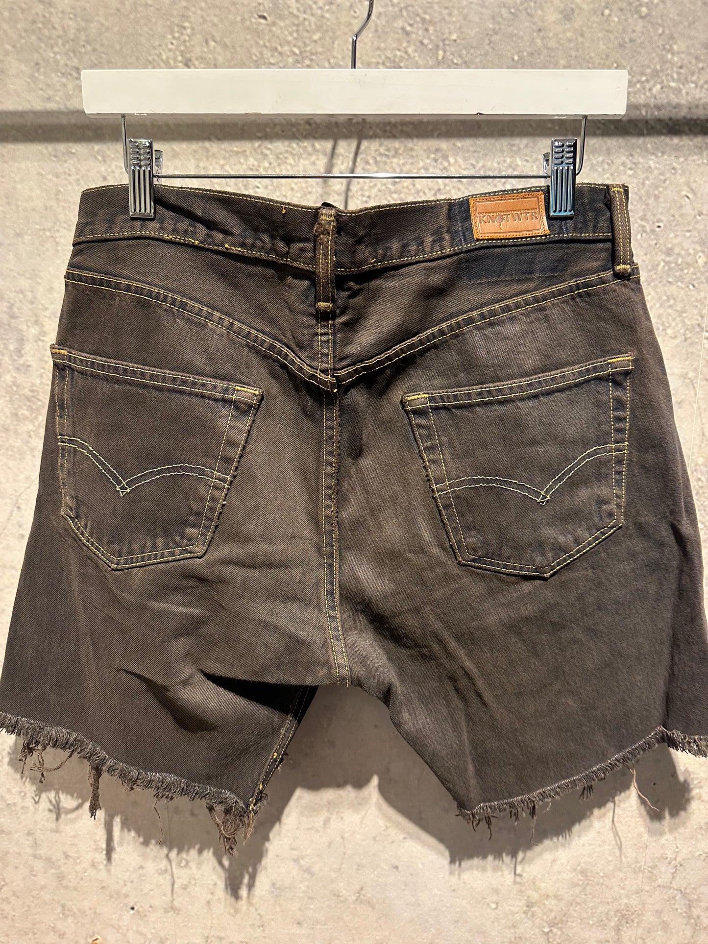 KNOTWTR: PATCHWORK DENIM SHORTS