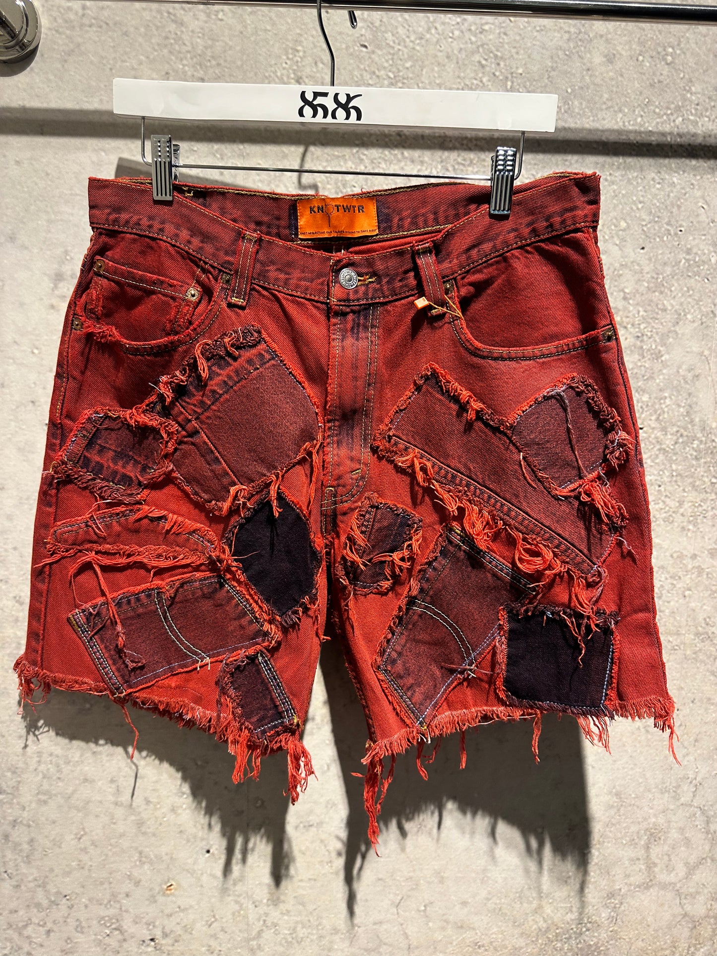 KNOTWTR: PATCHWORK DENIM SHORTS