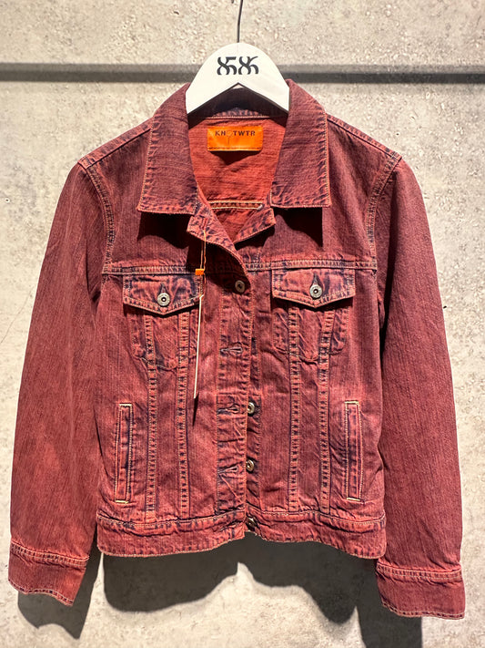 KNOTWTR: COLORED DENIM JACKET PINK (front view)