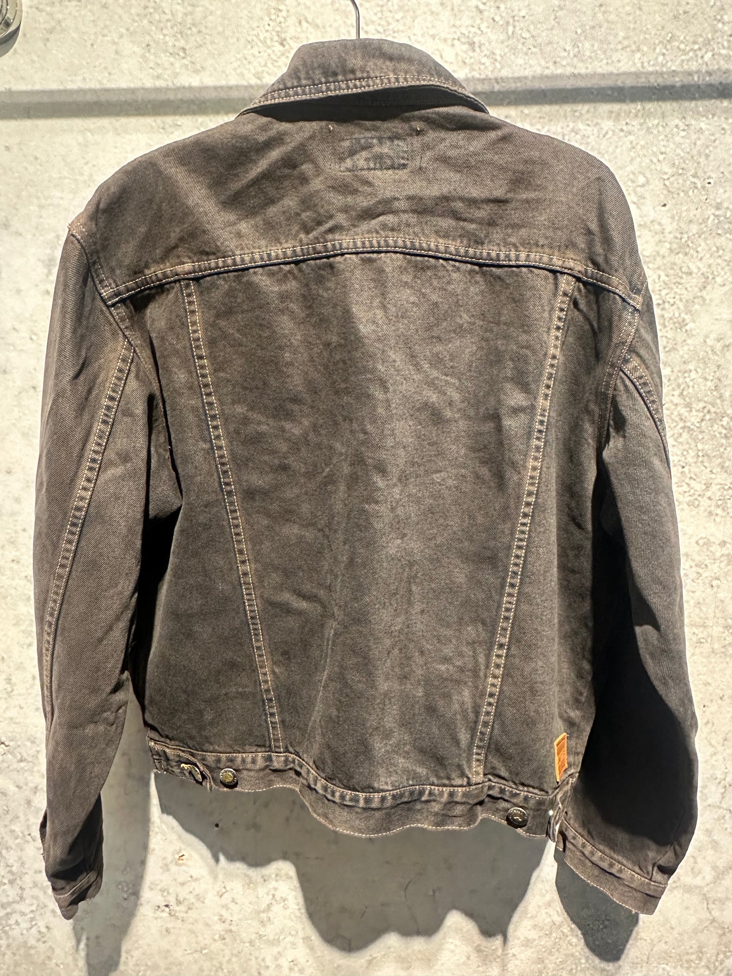 KNOTWTR: COLORED PATCHWORK DENIM JACKET BROWN (back)