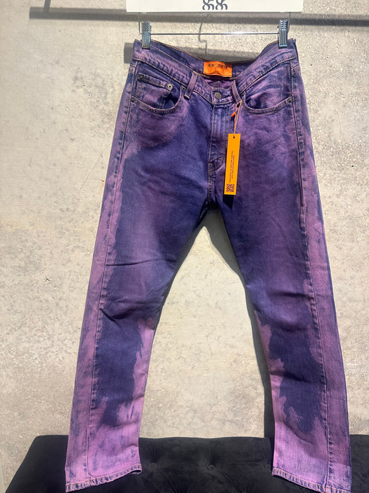 KNOTWTR: COLORED DENIM JEANS PURPLE (front)