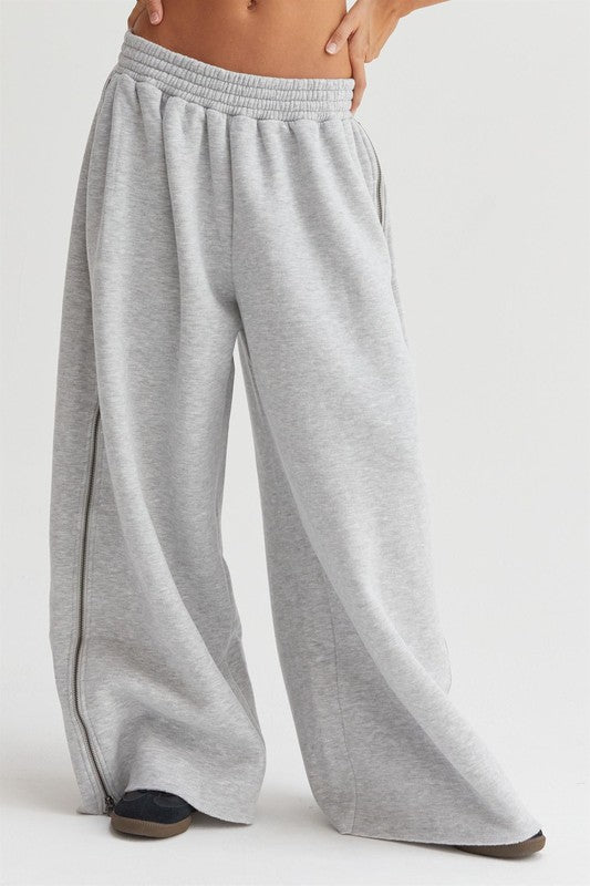 8586: WIDE LEG ZIPPER SWEATPANTS