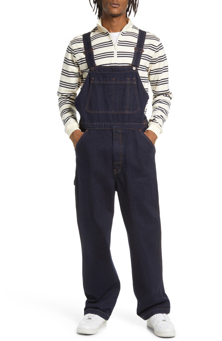 LEVIS PREMIUM: SKATE RINSE OVERALLS (front view on model)