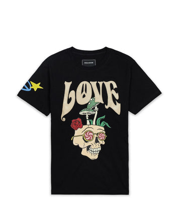 REASON CLOTHING MENS BLACK LOVE T-SHIRT - 8586