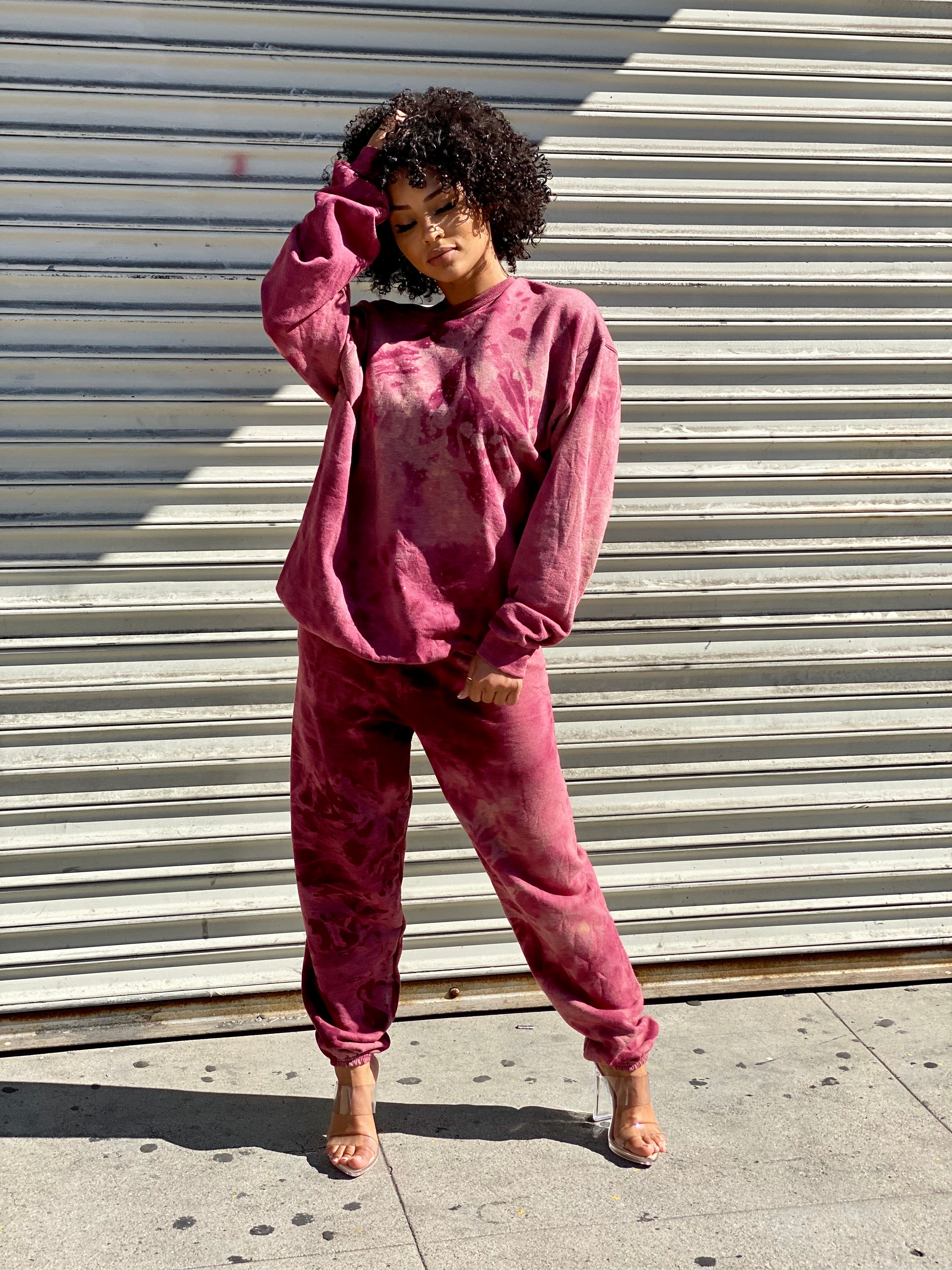 Pink tie dye sweatsuit sale