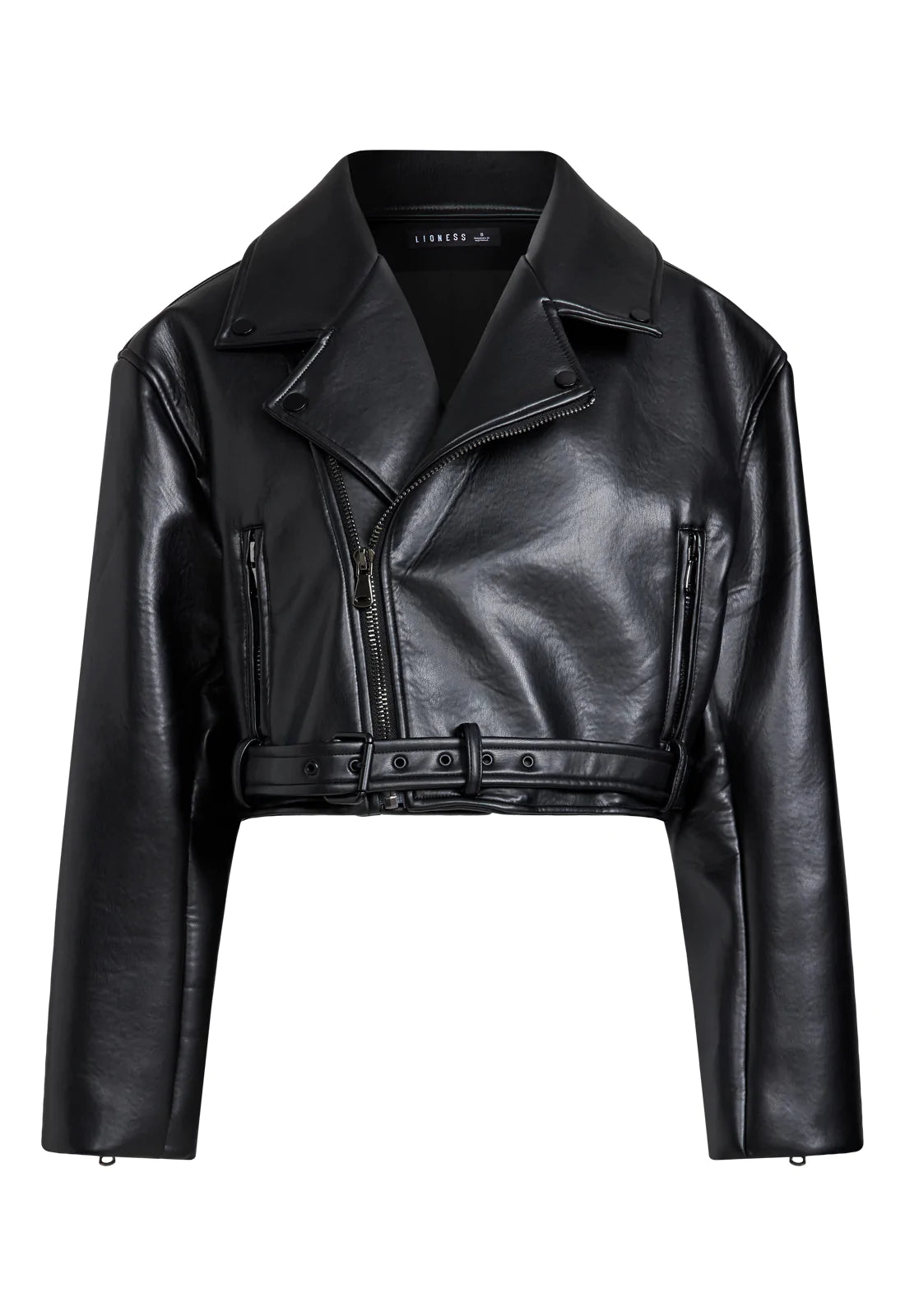 LIONESS: OVERSIZED MOTO VEGAN LEATHER JACKET