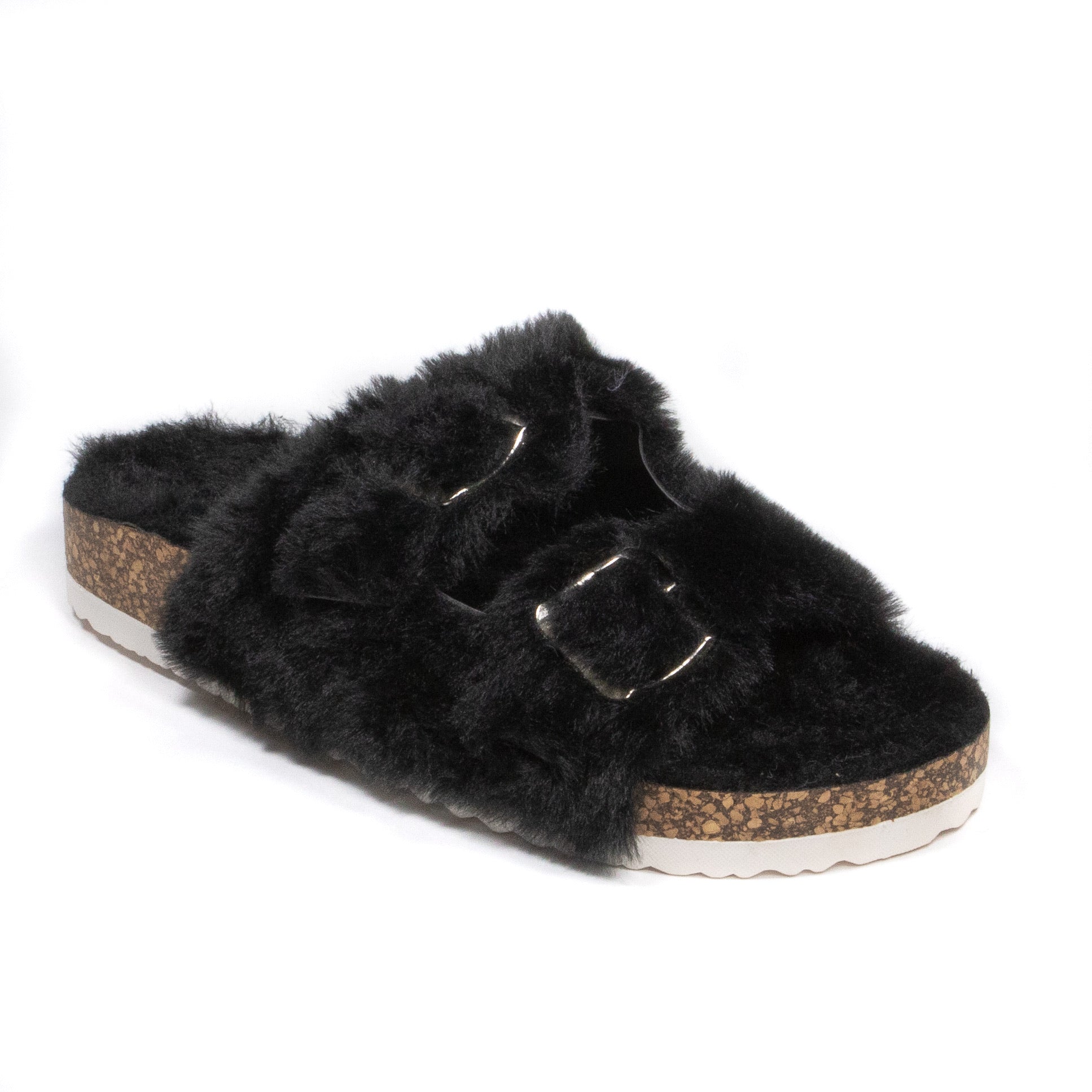 Faux fur best sale strap slides