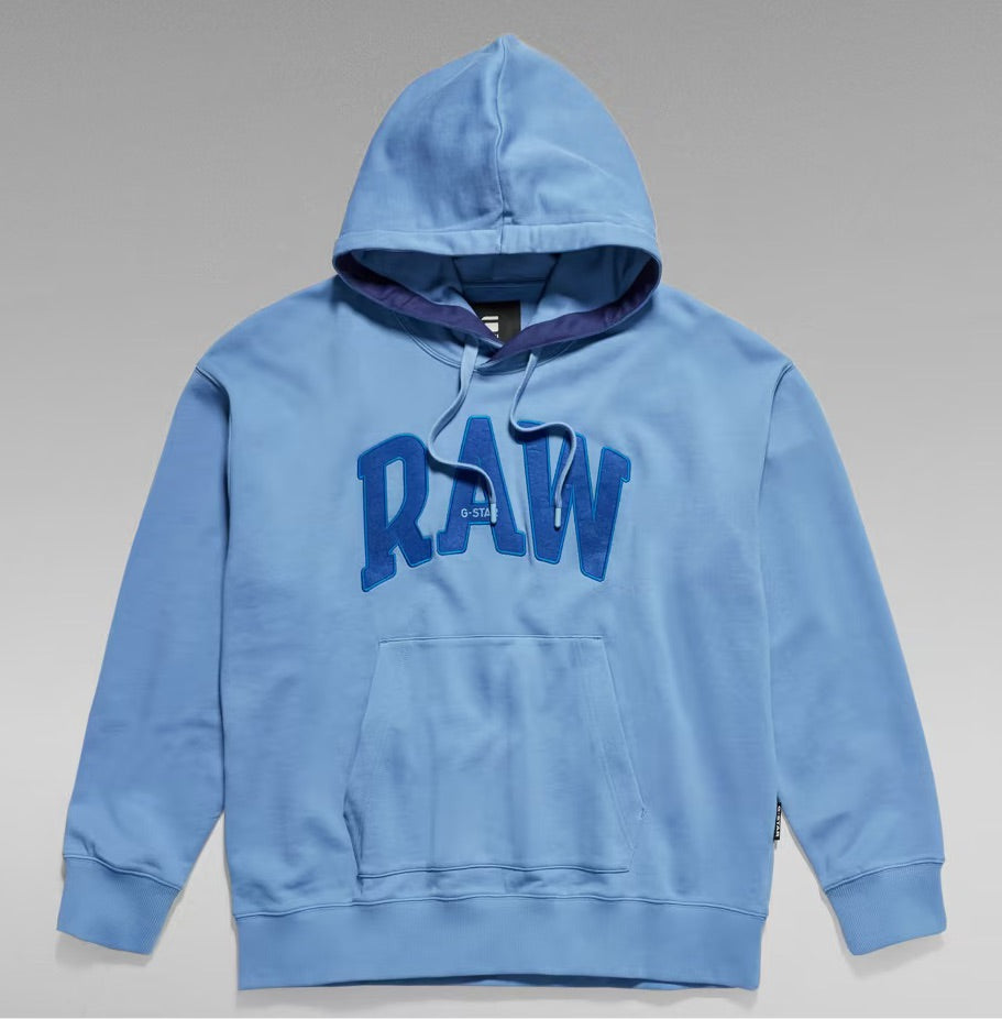 G-STAR RAW UNIVERSITY OVERSIZED HOODIE BLUE (flat lay view)