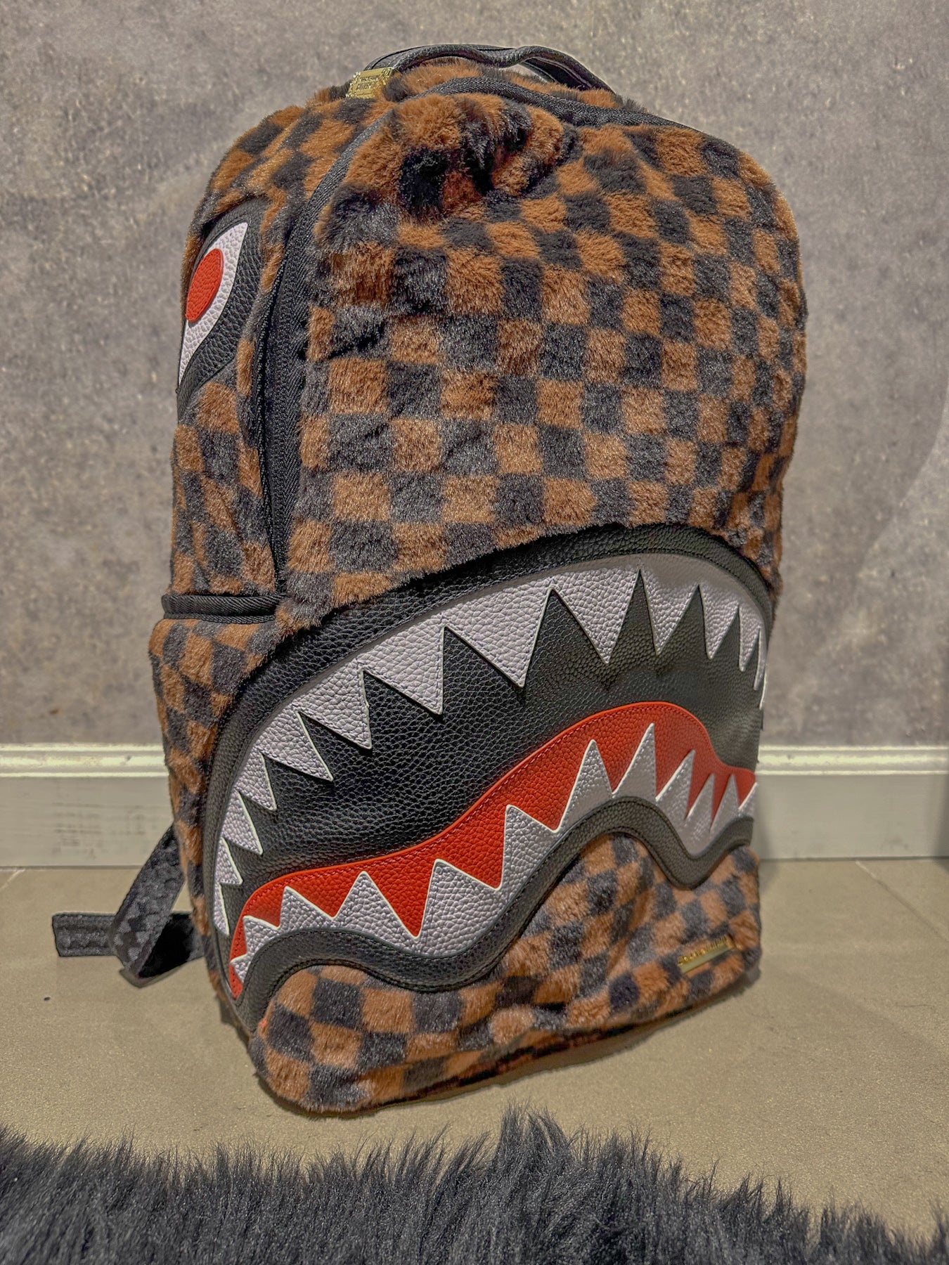 SPRAYGROUND: Fur Sharks in Paris Checkered Backpack