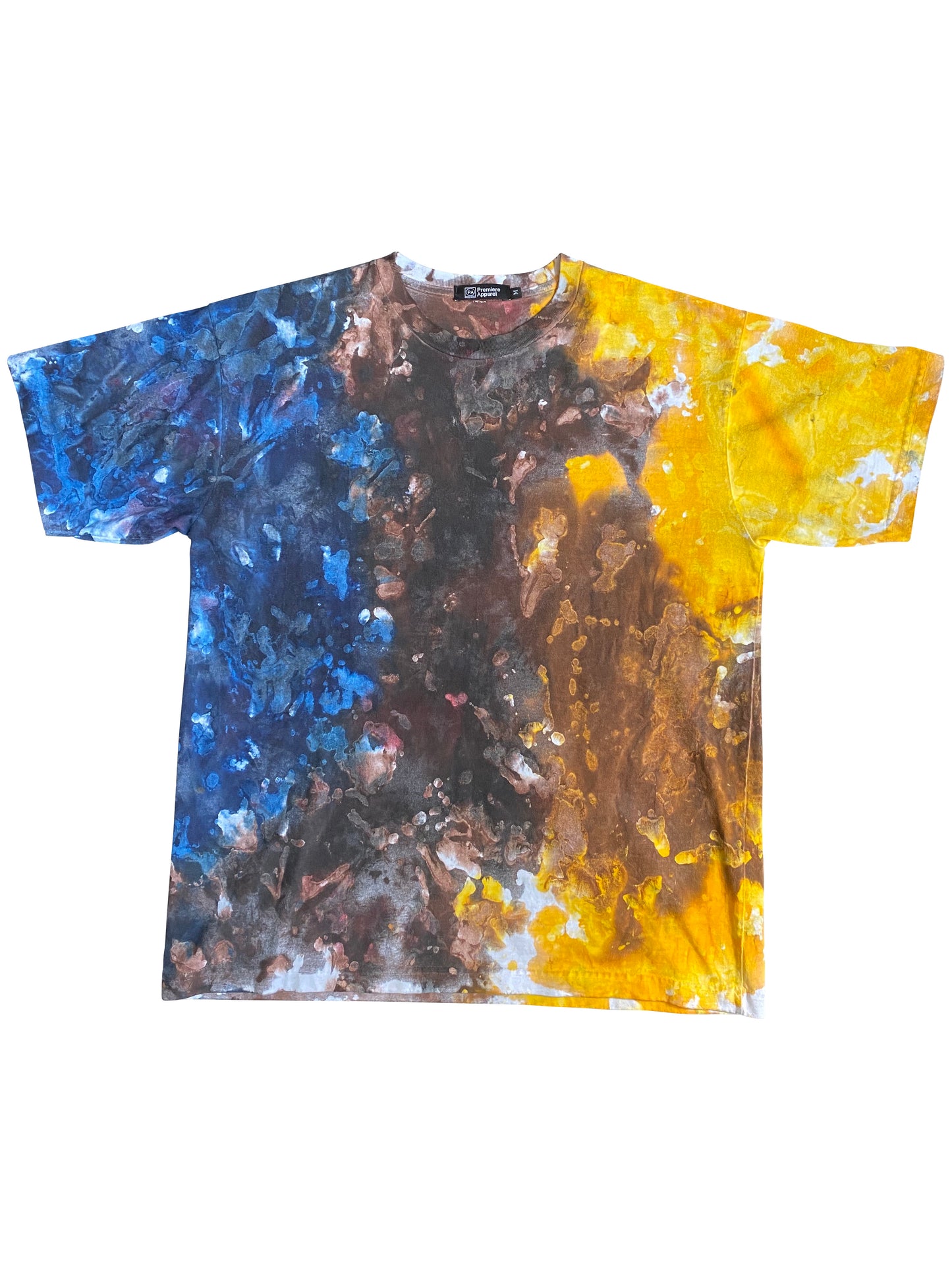 PREMIERE APPAREL UNISEX SHORT SLEEVE TIE DYE YELLOW BROWN BLUE T-Shirt - 8586