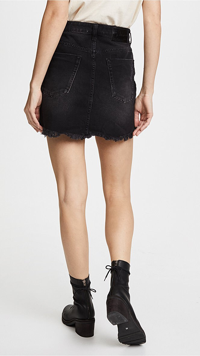 ONE TEASPOON: 2020 HIGH WAIST MINI SKIRT - BLACK WEDNESDAY