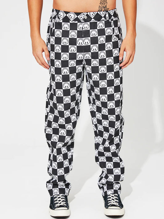 WESC: HAPPY FACE CHECKERED PANTS