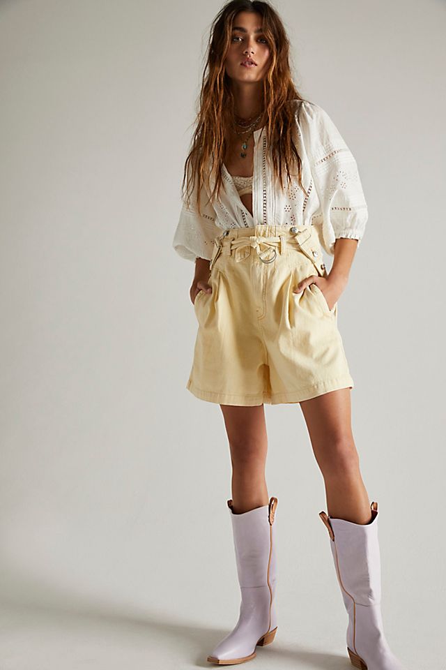 New! selling Free People Bittersweet Shortalls Denim Overalls Romper Suspender Shorts